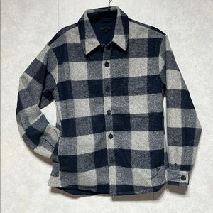 Banana Republic Men's Blue and Gray Plaid Jacket medium